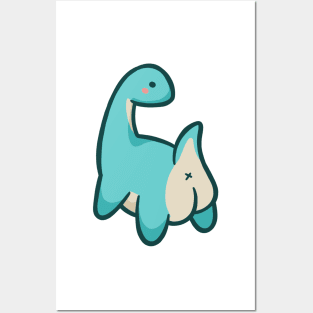 Cute dino,Long neck booty, Dinosaurus. Posters and Art